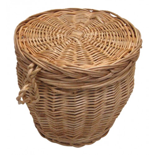 Autumn Gold Creamy White Wicker / Willow Cylinder Cremation Ashes Casket.**NATURAL PRODUCTS**